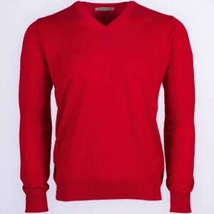 Peter Christian NWT Men’s Red Extra fine Merino Wool V-Neck Sweater Sz 3XL VNeck